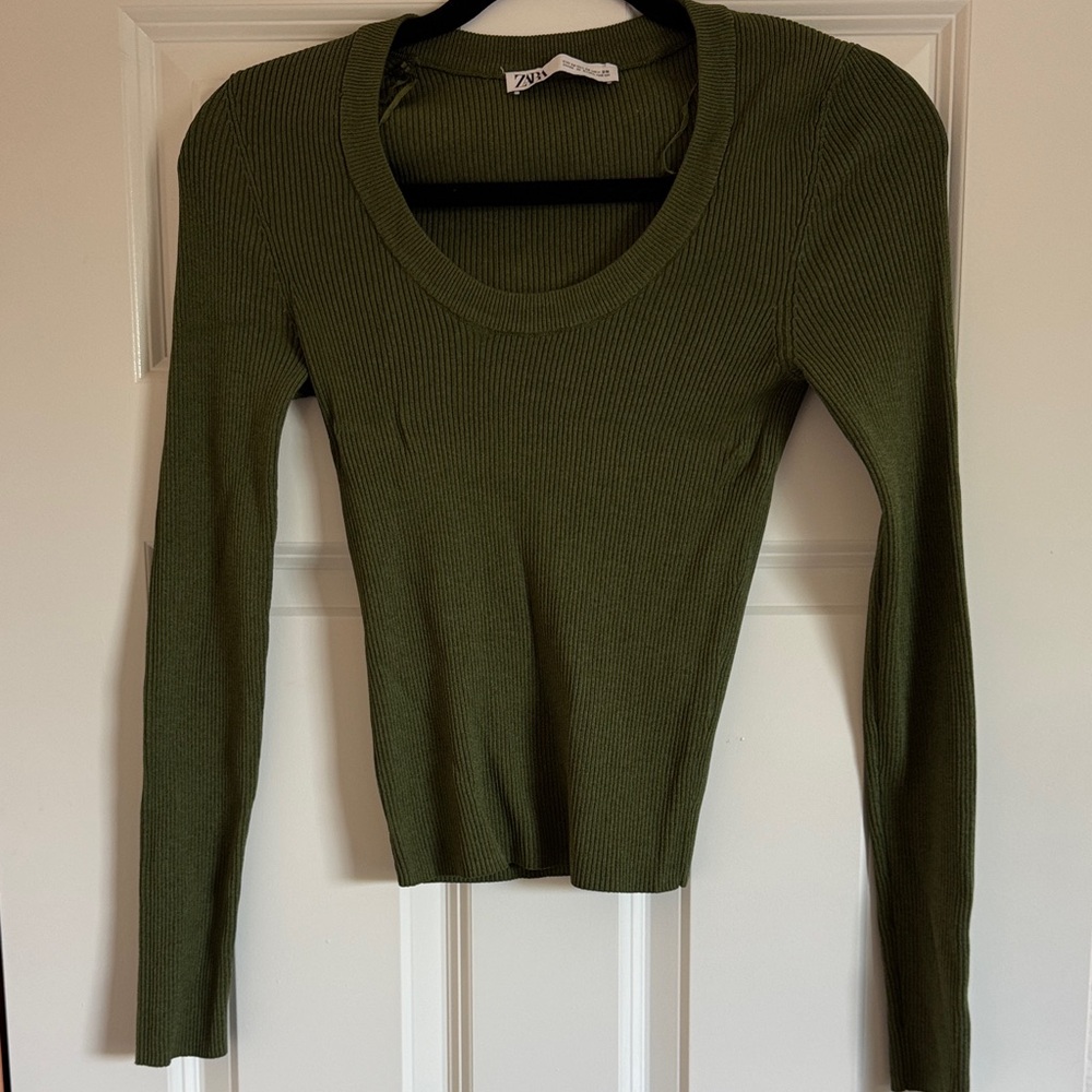 Zara Forest Green Knit Top